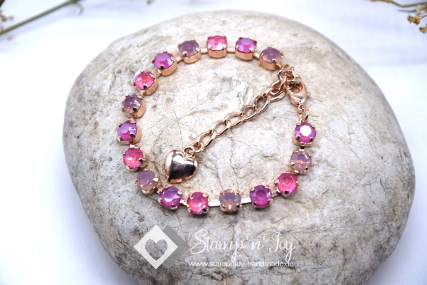 Armband mit Swarovski ® Kristallen Elements | Geldgeschenk | Kristallfarben rosa pink | Armbandfassungfarbe rosegold | Art. Nr. 50120301