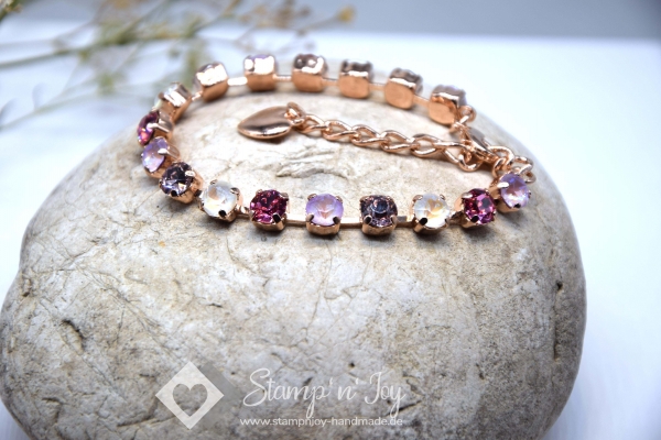 Armband mit Swarovski ® Kristallen Elements | Geldgeschenk | Kristallfarben pastell rosa | Armbandfassungfarbe rosegold | Art. Nr. 50120302
