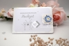 C6 Gutscheinkarte Hochzeit | Geldkarte | Hochzeitskarte | Motiv: Hochzeitspaar, Blume blau | silber metallic | Art. 03011001-3
