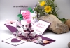 Explosionsbox Hochzeit ca. 9x9x9cm personalisierbar | Geldgeschenk | Torte rund | floral | brombeere weiß | Art. Nr. 03020405