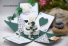 Explosionsbox Hochzeit ca. 9x9x9cm personalisierbar | Geldgeschenk | Torte rund | floral | grün weiß | Art. Nr. 03020603
