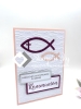 Kommunionkarte Mädchen | Konfirmationskarte | Glückwunschkarte Kommunion/Konfirmation | Motiv: Fische | puderrosa himbeerrot | Art. Nr. 04000303-1/04000303-2