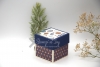Explosionsbox Weihnachten | Geldgeschenk | Zierschachtel | Motiv: Weihnachtskugeln Sternenglanz | creme blau | Art. Nr. 10020001