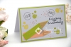 Einladungskarten Einschulung Schule personalisierbar | Motiv: Buntstift mit Farbkleckse | limette | Art. Nr. 13090601